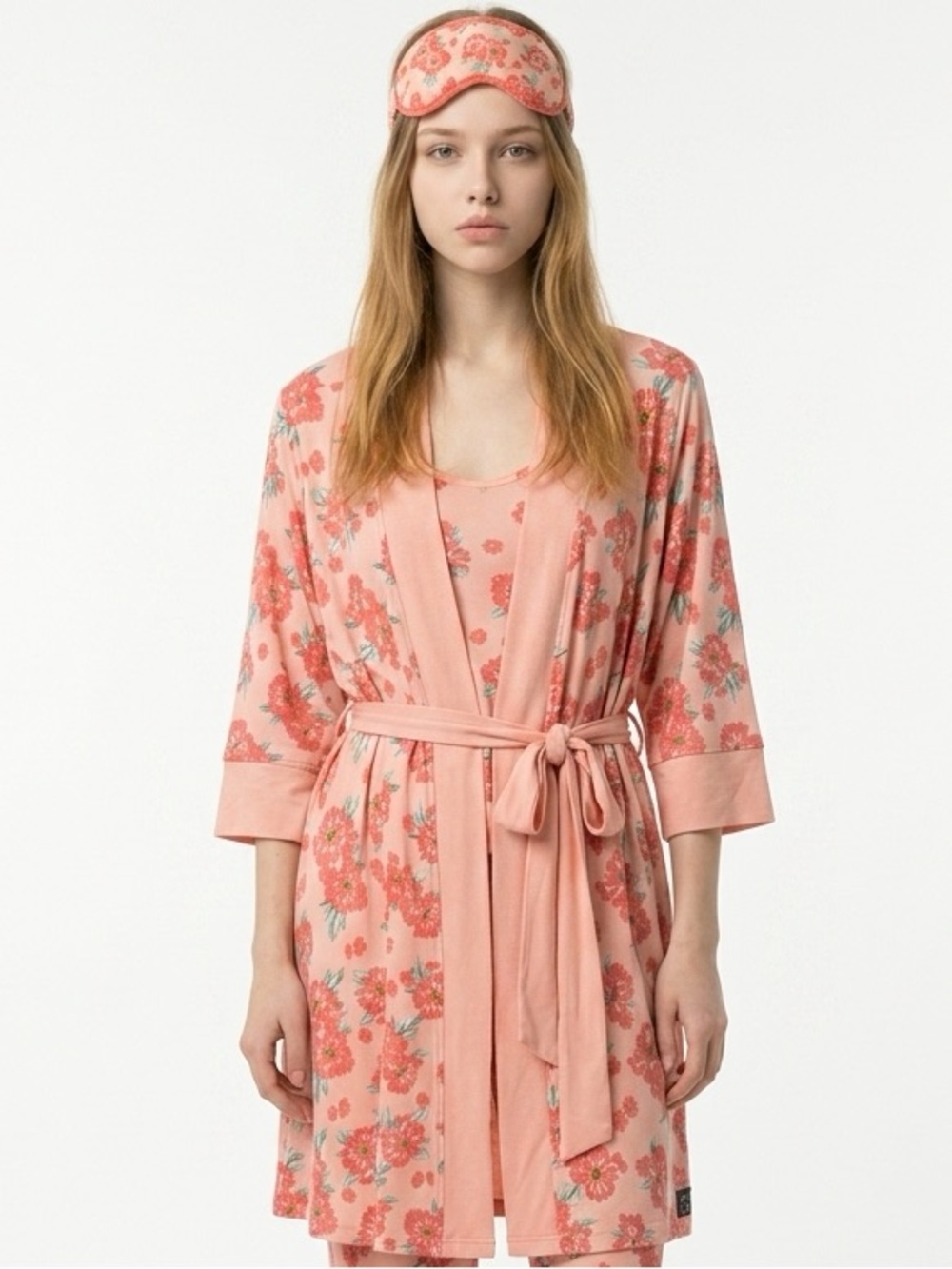 MATILDA JANE | Floral Peach Robe & Eye Mask Set Women’s Size Small